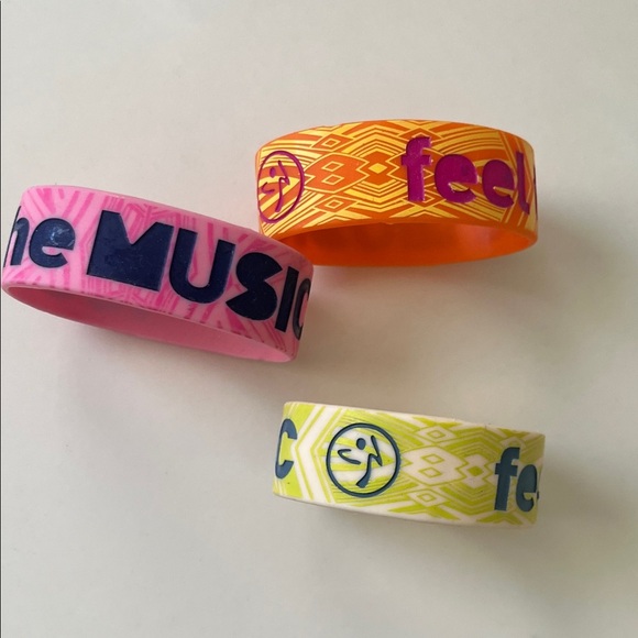 Zumba Fitness Pink, Orange, and Yellow Set of 3 Bracelets - Picture 1 of 4